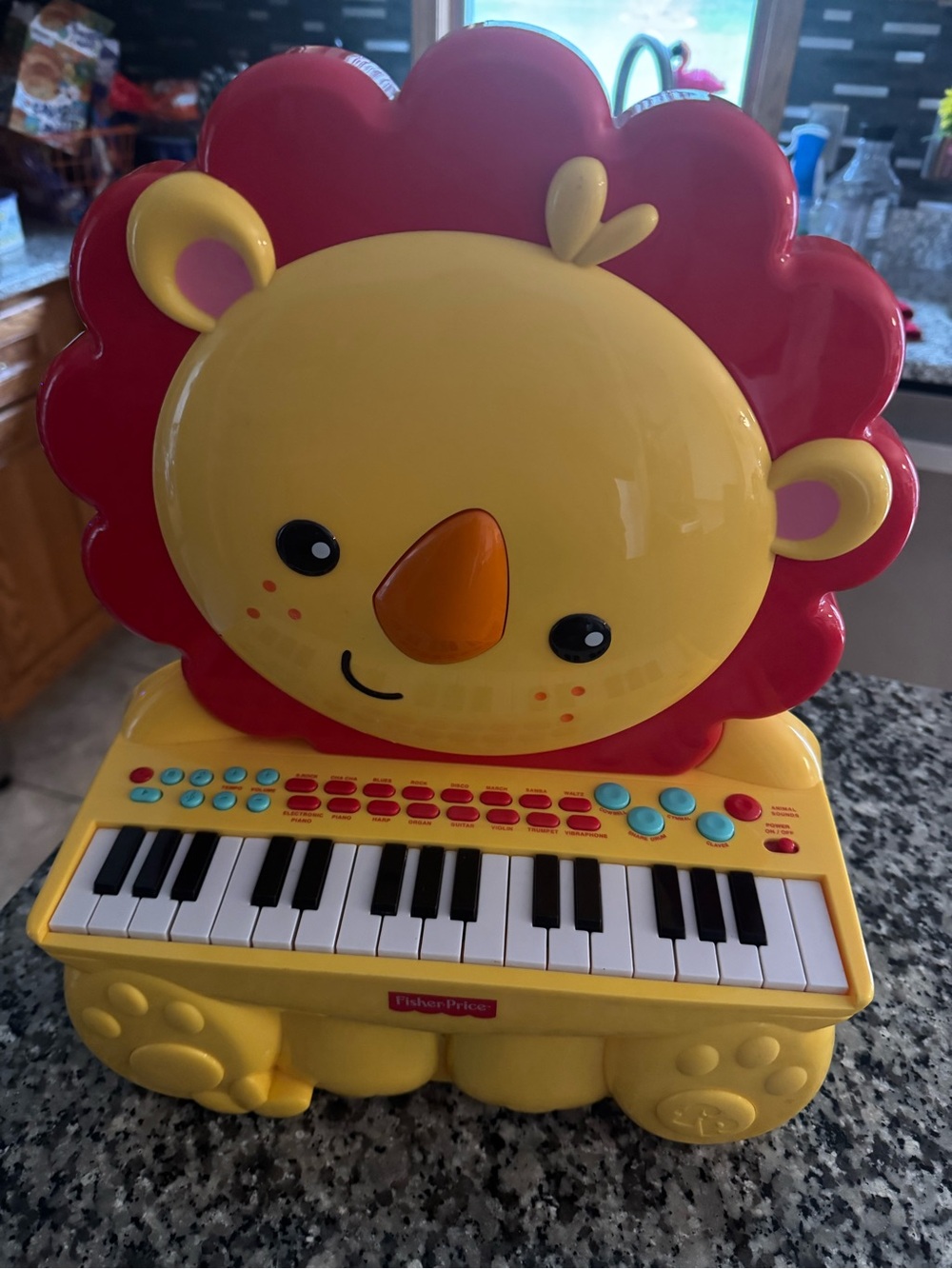 Fisher-Price Yellow & Red Lion Keyboard Piano with Black & White Keys